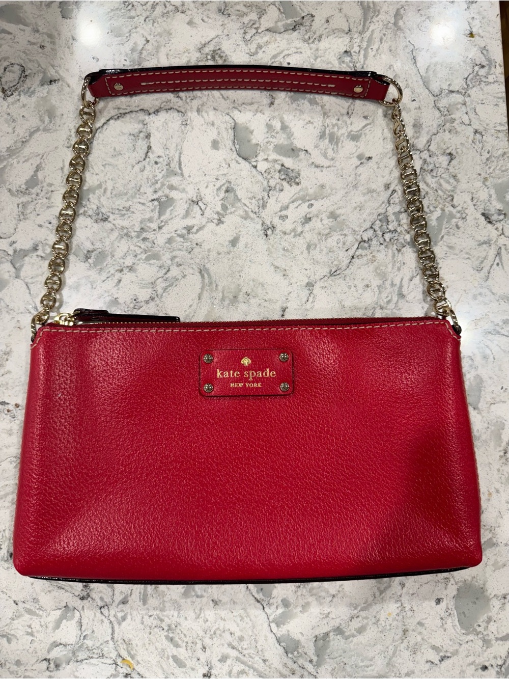 Kate Spade Red Leather Chain-Strap Shoulder Bag